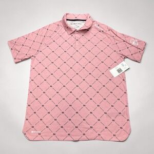Municipal Mens Sport Tech Golf Polo Rose Pink WM Phoenix Open Monogram Large NEW